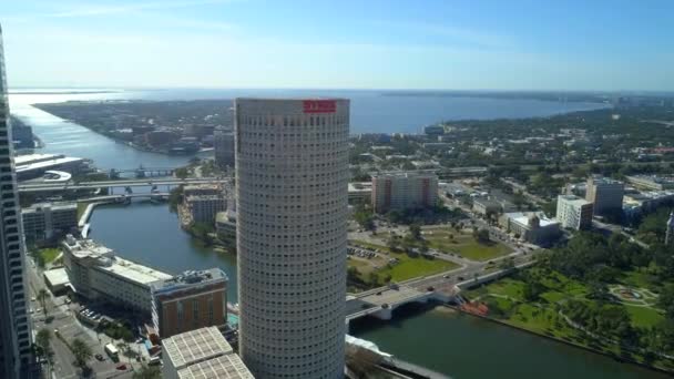 Vídeo Aéreo Sykes Edifício Downtown Tampa Florida — Vídeo de Stock