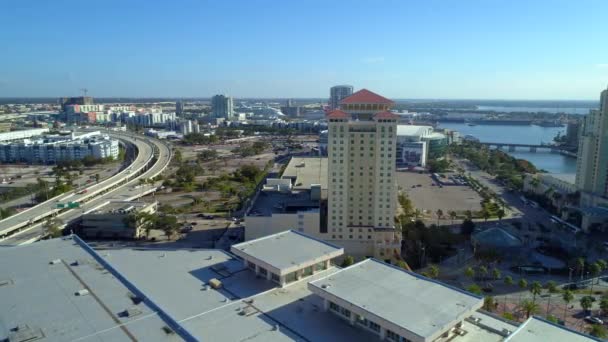 Downtown Tampa Aerial Helicopter Tour — Stock Video