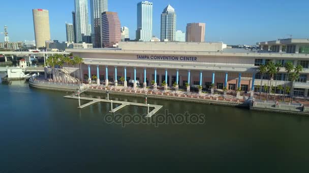 Tampa Convention Center Hisse Senedi Dron Havadan Görüntüleri 60P — Stok video