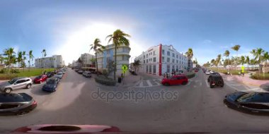 Miami Beach, Fl, Amerika Birleşik Devletleri - Ocak 2017: 360vr hareket sanal gerçeklik görüntüleri Miami Beach Ocean Drive 5.2k