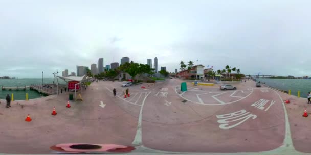 360Vr Virtual Reality Video Miami Downtown Bayside — Stock Video