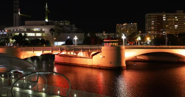 Nacht Video Kennedy Boulevard Brücke Tampa Florida — Stockvideo