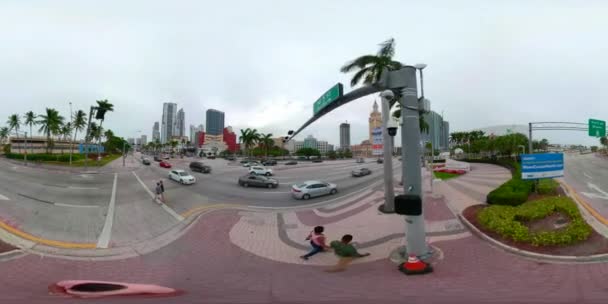 Εικονική Περιήγηση Στο Κέντρο Της Πόλης Μαϊάμι Κίνησης 360Vr Βίντεο — Αρχείο Βίντεο