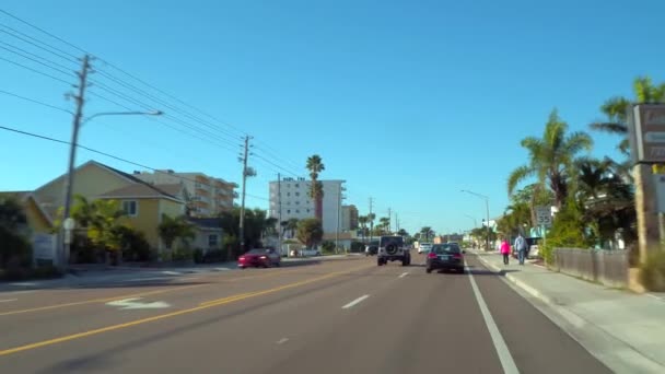 Targhe Guida Riprese Gulf Boulevard Florida Madeira Beach — Video Stock