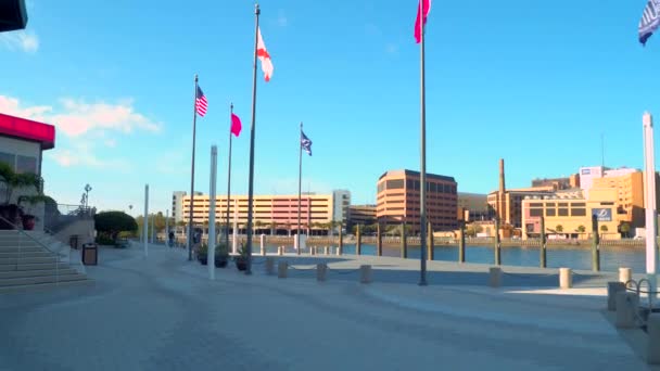 Фондовое Видео Channelside Walk Way Plaza Tampa — стоковое видео