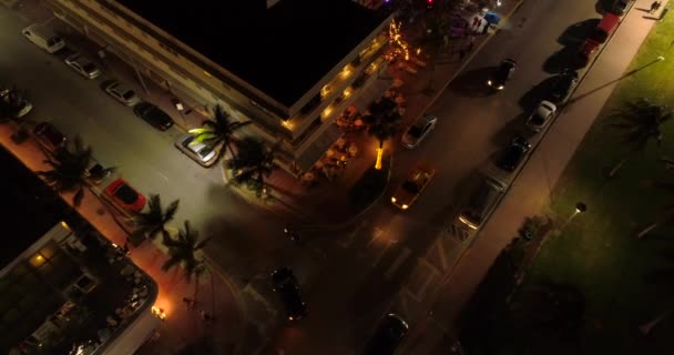 Video Arriba Alta Aérea Drone Disparó Ocean Drive Miami Beach — Vídeo de stock