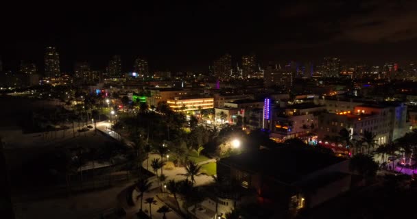 Antenowe Drone Wideo Noce Miami Beach — Wideo stockowe