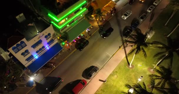Aerial Nedåt Över Ocean Drive Miami Beach Florida — Stockvideo