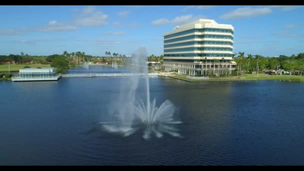 Aerial Orbit Water Fountain — Stock Video