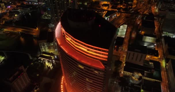 Antenne Zieht Schuss Innenstadt Miami Wolkenkratzer Gebäude — Stockvideo