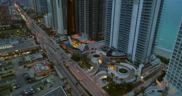 Hava Alacakaranlık Video Sunny Isles Beach Florida Collins Avenue — Stok video