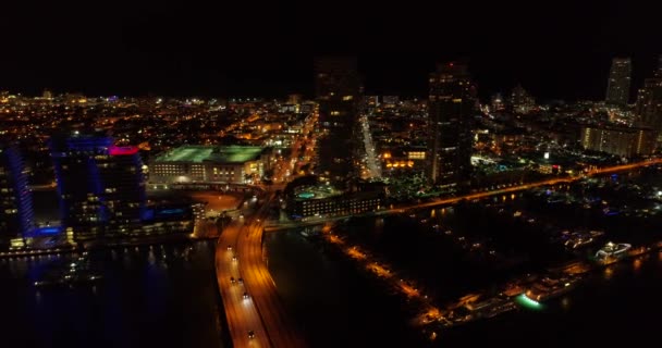 Luftbild Miami Beach Night Südlich Der 5Th Street Florida Usa — Stockvideo