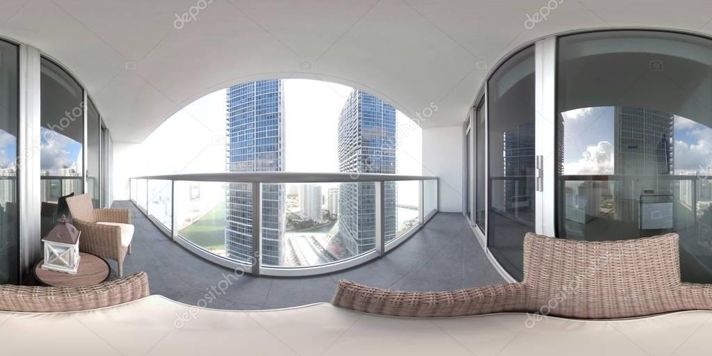 360 virtual tour photo of a balcony highrise condominium