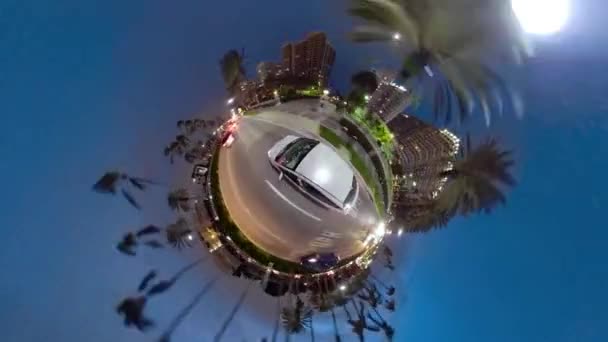 驾驶通过球海港迈阿密佛罗里达微小的行星360视频 — 图库视频影像