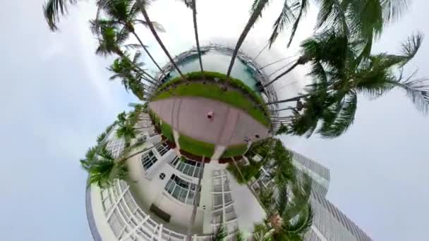 Miami Beach Marina Und Condominiums Tiny Planet Stabilisiert Filmmaterial — Stockvideo