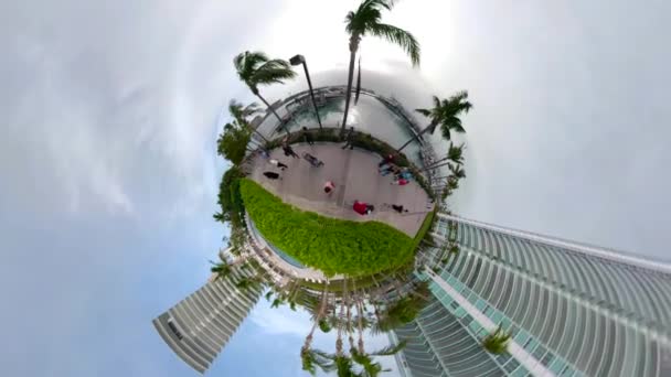 Miniatur Winzigen Planeten Miami Beach Marina — Stockvideo