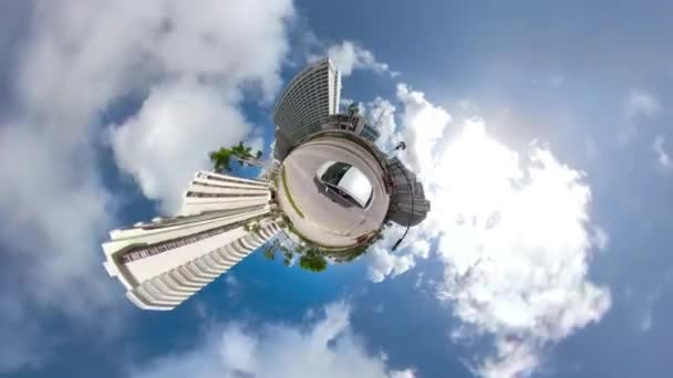 Bewegung Video Auto Fahren Auf Miniatur Planet Miami Beach Florida — Stockvideo