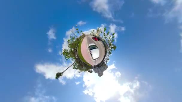 Stabilized Motion Footage Driving Miniature Planet Miami Beach Collins Avenue — Stock Video