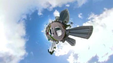 Bir yolda bir küçük gezegen araba VR video