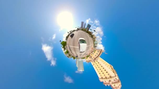 Tiny Planet Driving Downtown Miami Florida Usa — Stock Video