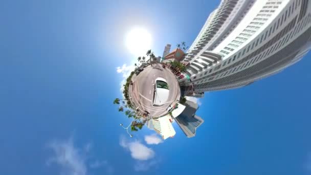 Tiny Planet Driving Downtown Miami Florida United States — Stock Video