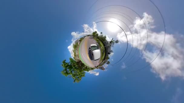 Tiny Planet Footage Driving Miami Beach Venetian Islands — Stock Video