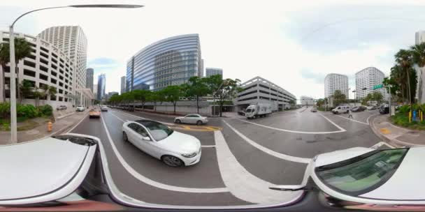 360 Footage Virtual Reality Brickell Bay Drive Plate Miami Florida — Stock Video