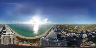 Mavi ve yeşil elmas Miami Beach içinde hava küresel 360 görüntü