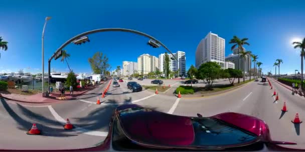360 Panoramik Görüntüleri Miami Beach Uluslararası Boat Show 2018 — Stok video