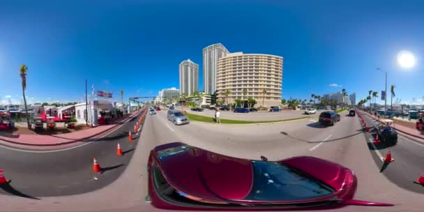 360 Video Miami Beach Boat Virtual Reality Zeigen — Stockvideo