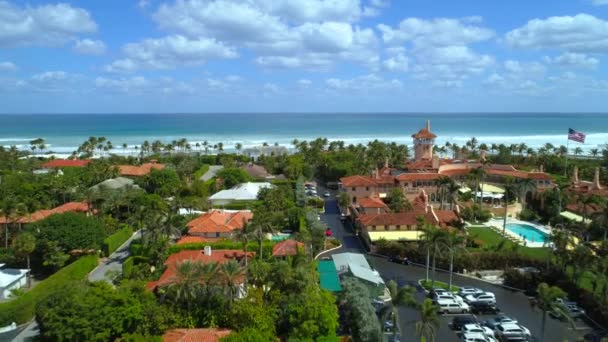 Rekaman Drone Udara Mar Lago Sebuah Resor Donald Trump Florida — Stok Video