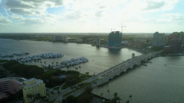 Letecký Dron Zastřelil West Palm Beach Intracoastal Marina — Stock video