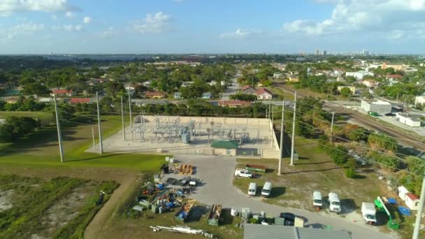 Luchtfoto Drone Video Relay Elektriciteitscentrale West Palm Beach — Stockvideo