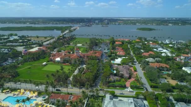 Antenowe Ustanawiający Strzał Palm Beach Mar Lago Resort Club — Wideo stockowe