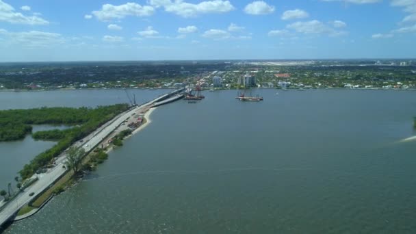 Video Aéreo Vía Navegable Intracoastal Lago Worth Lagoon — Vídeo de stock