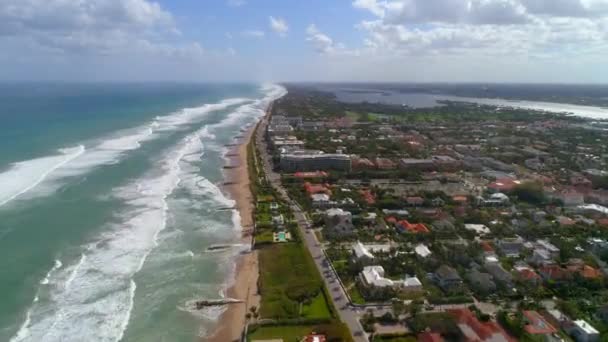 Εναέρια Hyperlapse Palm Beach Ατλαντικό Ωκεανό Κύματα — Αρχείο Βίντεο