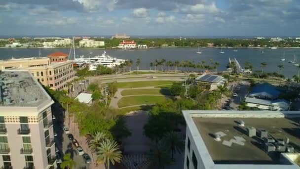 Video Aereo Flagler Park West Palm Beach Vista Acqua 60P — Video Stock