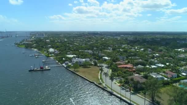 Εναέρια Βίντεο Παραθαλάσσια Σπίτια Dockage West Palm Beach 60P — Αρχείο Βίντεο