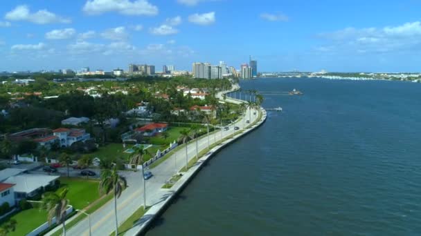 Antenne Wasser Häuser Palmenstrand Grafschaft Florida — Stockvideo