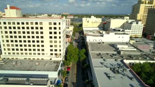 Drone Βίντεο Στο Κέντρο Του West Palm Beach Clematis Street — Αρχείο Βίντεο