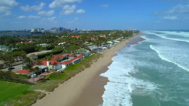 Drone Video West Palm Beach Florida Strand Herenhuizen 60P — Stockvideo