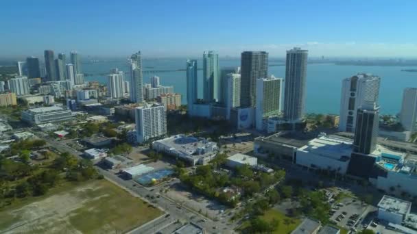 Staden Miami Downtown Edgewater Antenn 60P — Stockvideo