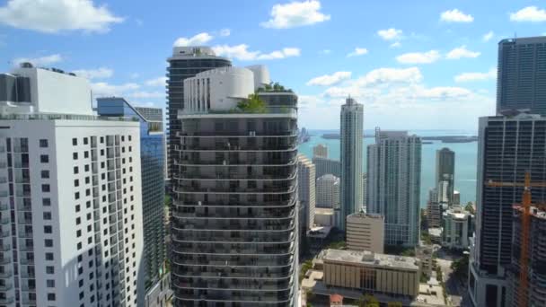 Aerial Drone Video Brickell Heights Piscina Azotea Sls 30P — Vídeo de stock