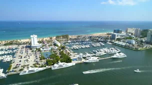 Съёмки Воздуха Fort Lauderdale Florida Bahia Mar Marina — стоковое видео