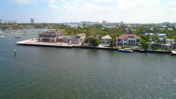 Hava kontrol görüntüleri Fort Lauderdale Florida lüks waterfront ev inşaatı