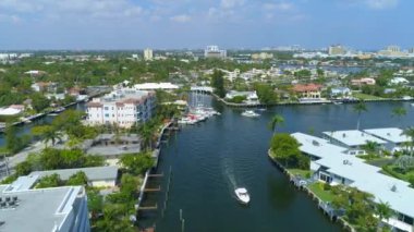 Kıyı waterfront Fort Lauderdale hava dron görüntüleri 4k 60p