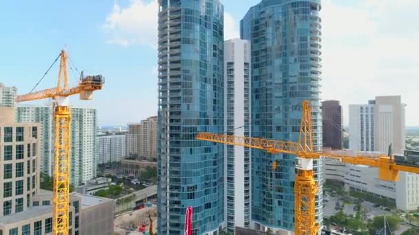 Luchtfoto Onthullen River House Fort Lauderdale Blauw Glas Residentieel Gebouw — Stockvideo