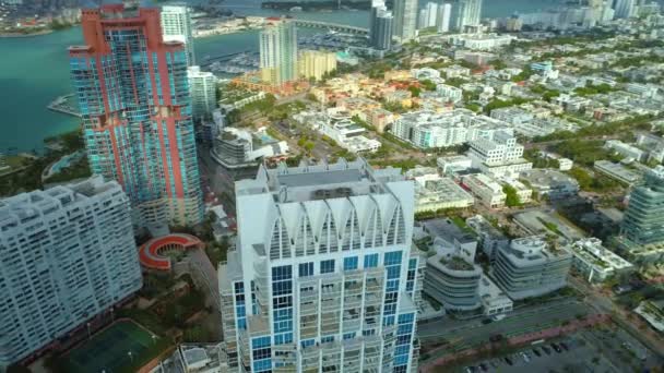 Anténa Střešní Oběžnou Dráhu Highrise Mrakodrap Miami Beach Kontinua — Stock video