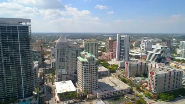 空中游市中心劳德代尔堡佛罗里达 — 图库视频影像
