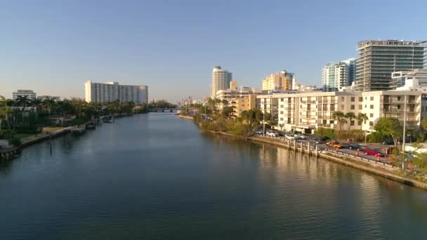 Luchtfoto Video Indian Creek Miami Beach 60P — Stockvideo